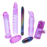 Purple Carnal 6 Inch Pencil Vibrator Kit With Sleeves Default Title > Sex Toys > Sex Kits